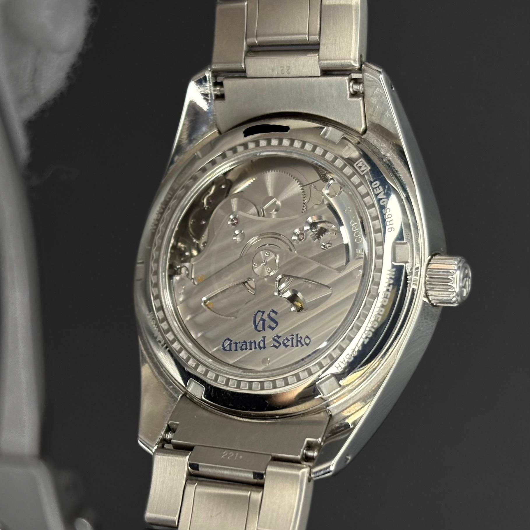 Grand Seiko Heritage Snowflake SBGA211 case back showing Spring Drive movement