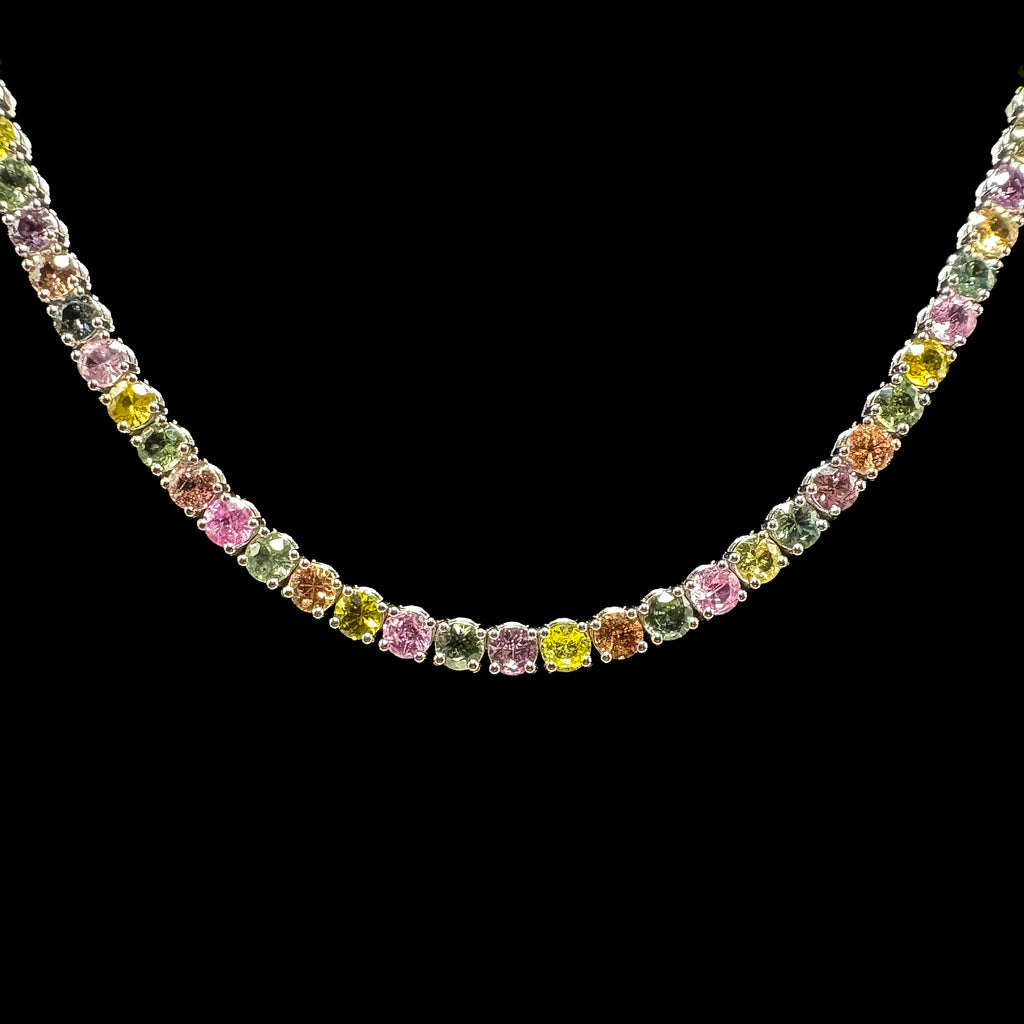 Multi-Sapphire Line Necklace
