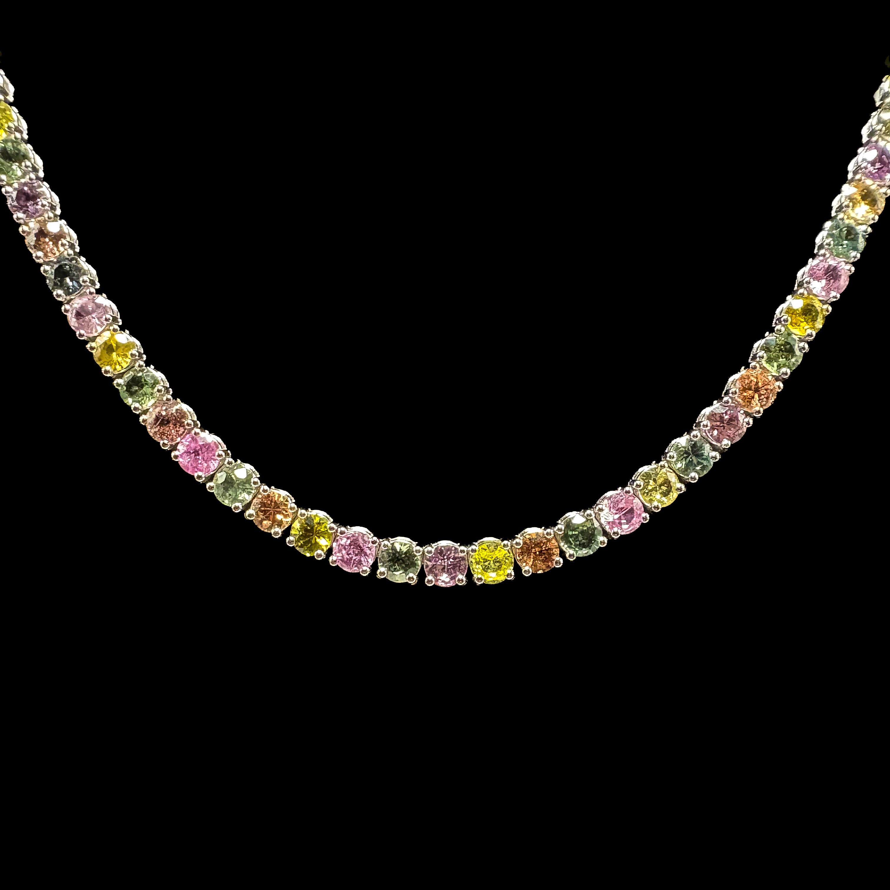 Multi-Sapphire Line Necklace