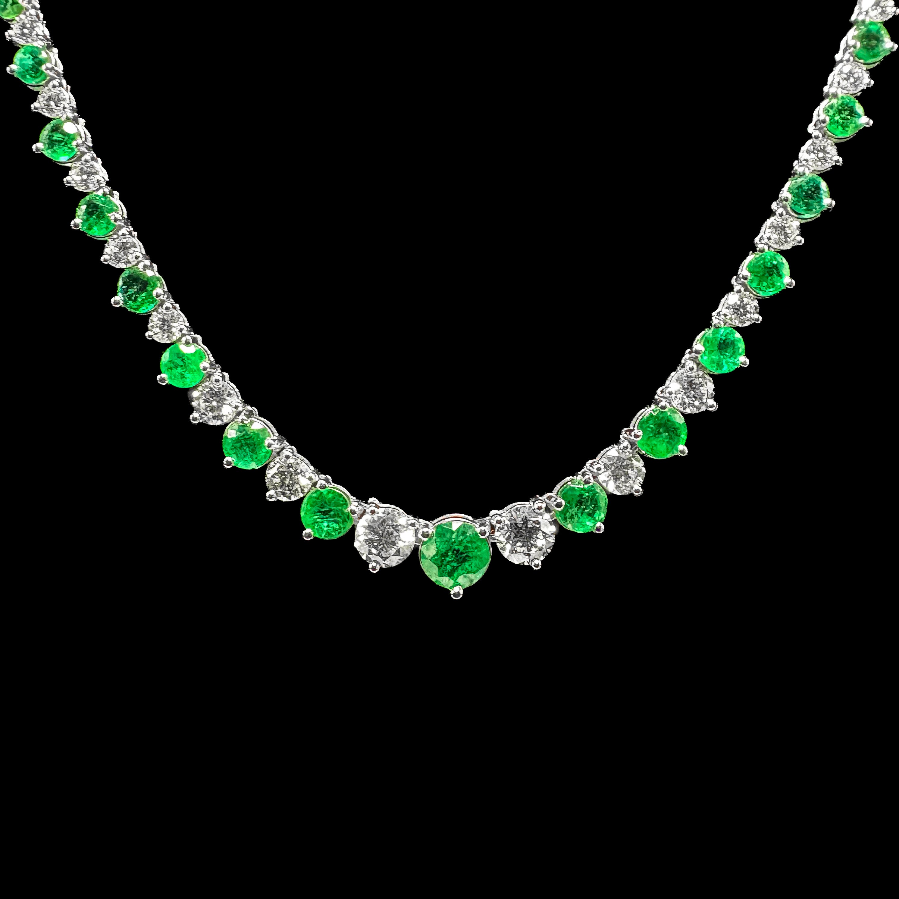 Emerald and Diamond Riviera Necklace