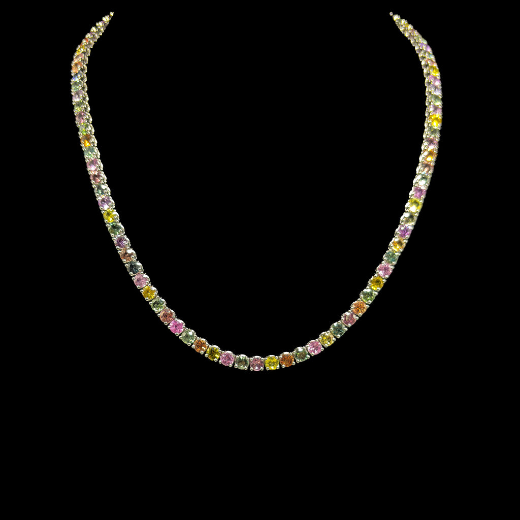 Multi-Sapphire Line Necklace