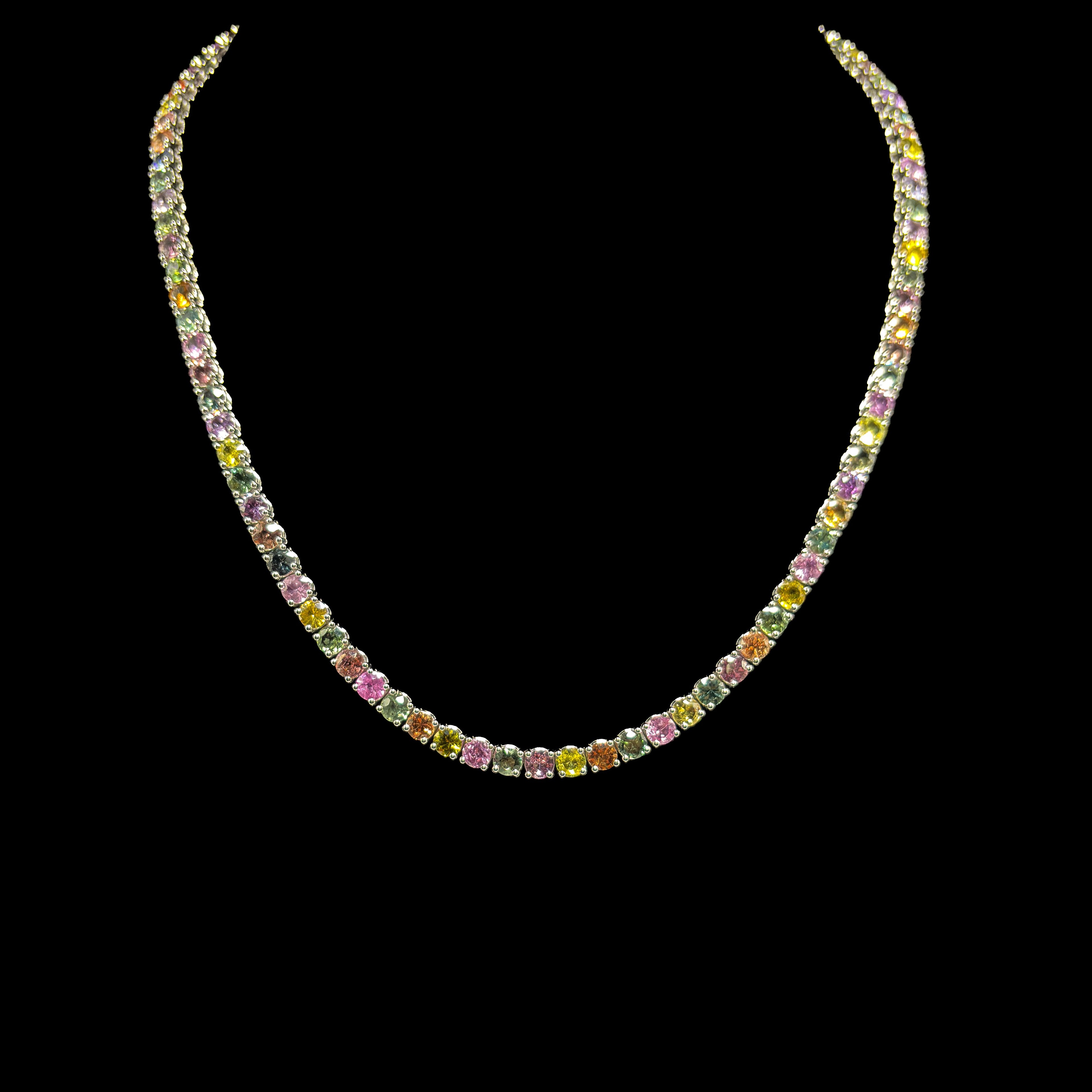 Multi-Sapphire Line Necklace