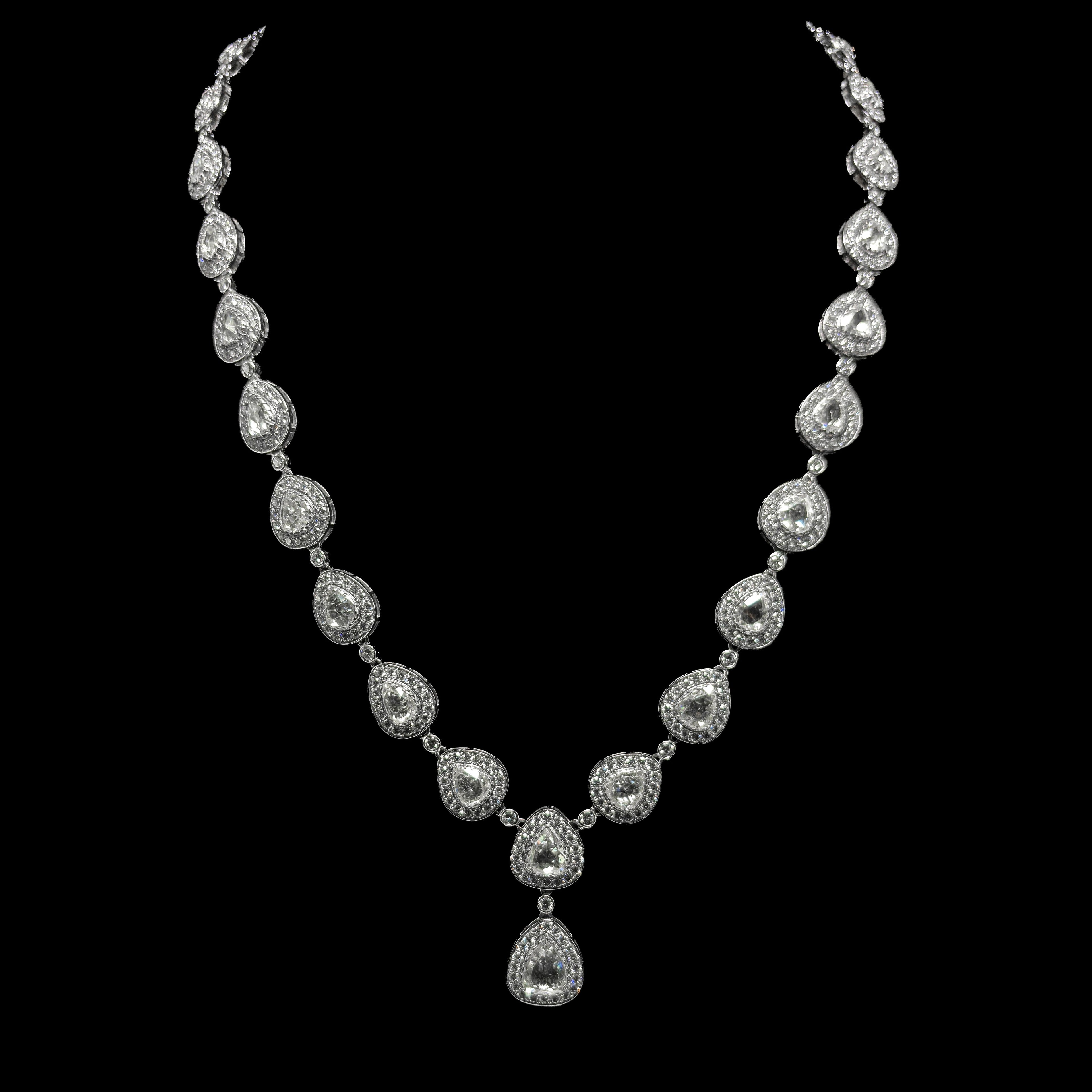 Rose-Cut Diamond Drop Necklace
