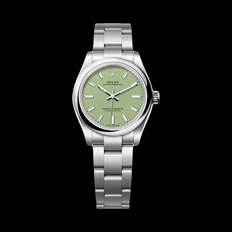 Rolex Oyster Perpetual 31mm Pistachio Dial 277200 stock photo