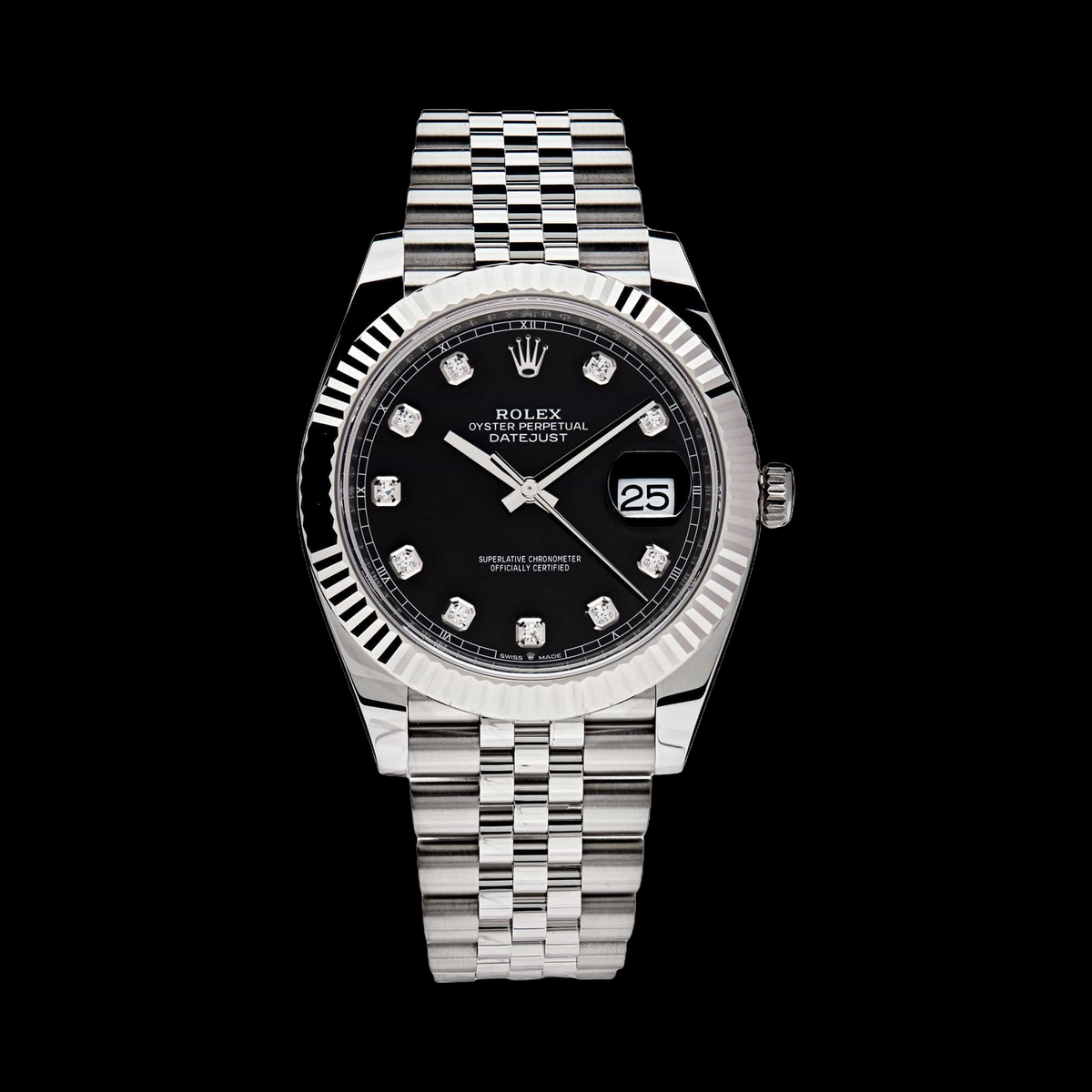 Rolex Datejust 41mm Black Diamond Dial 126334 stock photo