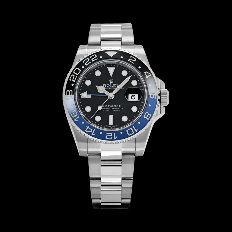 Rolex GMT-Master II 40mm Batman Black Dial 116710BLNR stock photo