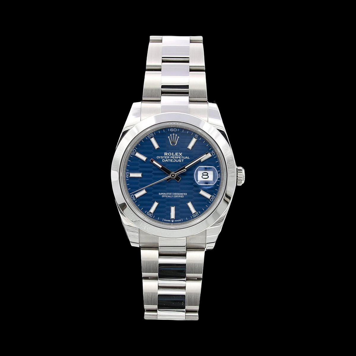 Rolex Datejust 41mm Blue Motif Dial 126300 stock photo